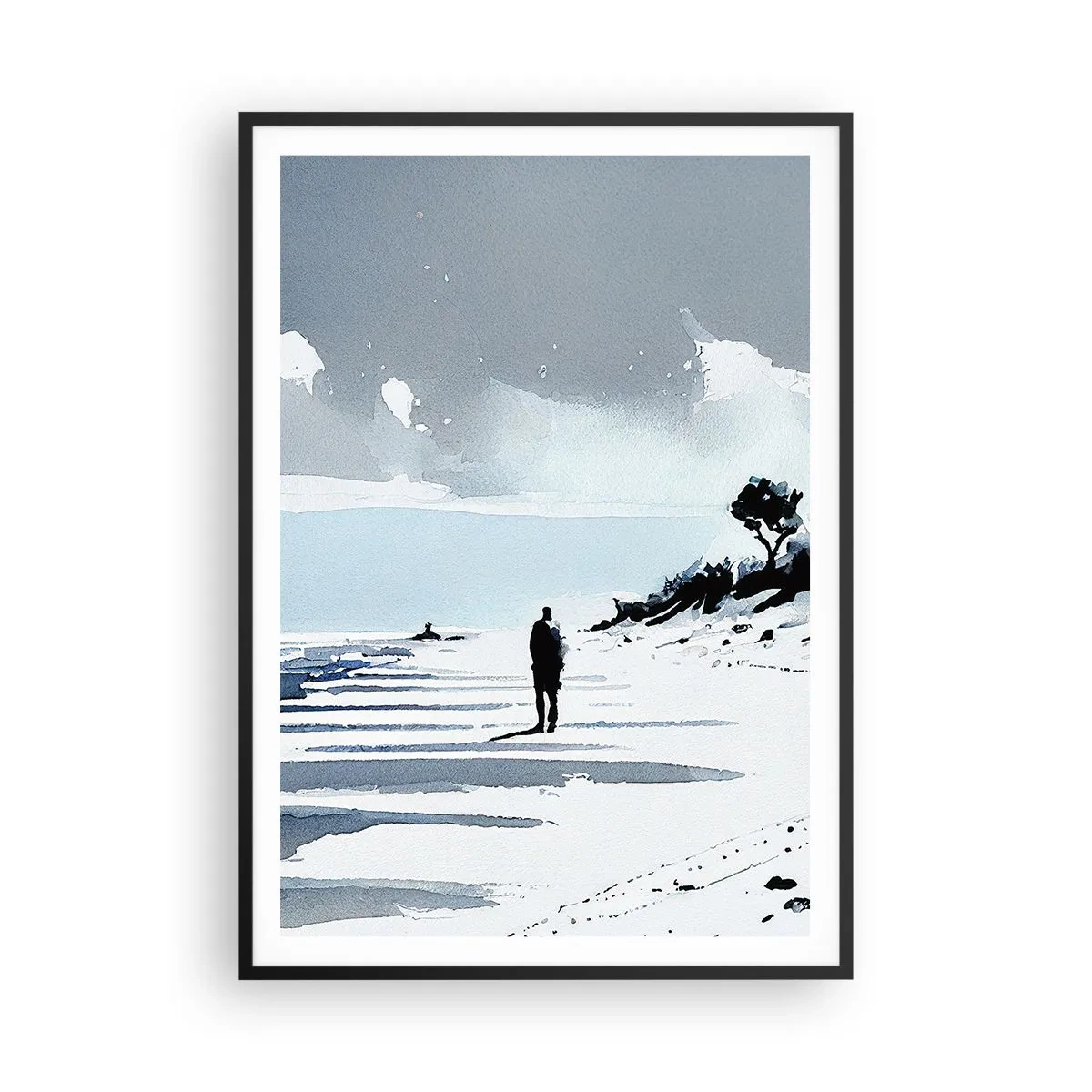 Poster in een zwarte lijst - Alleen - 70x100 cm