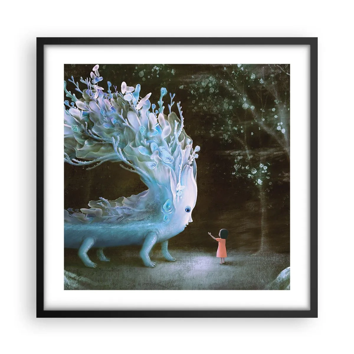 Poster in een zwarte lijst - Fantastische ontmoeting - 50x50 cm