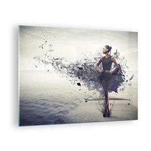 Schilderen op glas - Een vrouw in een wazige jurk tegen de achtergrond van kalm water - 70x50cm - Afrikaanse Venus - Moderne wanddecoratie voor woonkamer en slaapkamer ARTTOR