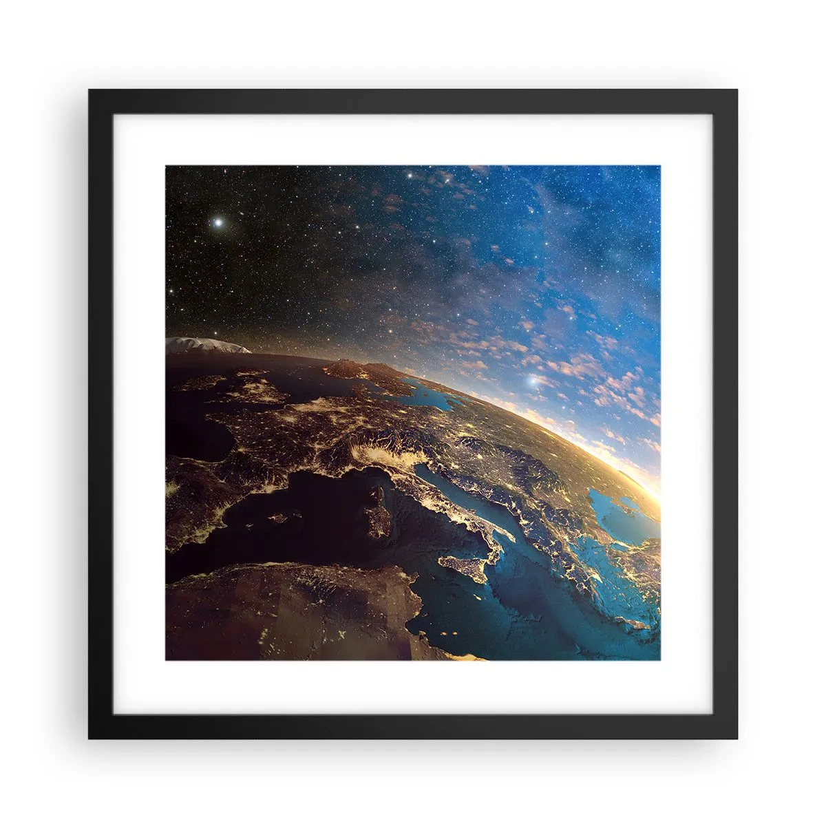 Poster in een zwarte lijst - Laten we eens van een afstand naar onszelf kijken - 40x40 cm