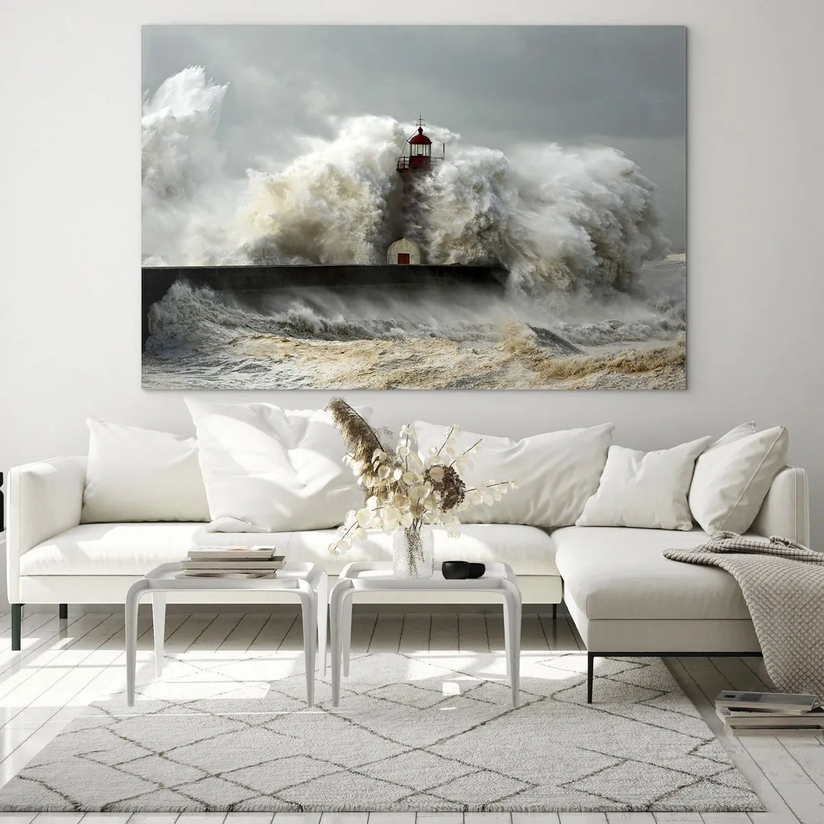 Schilderen op glas - De woede van de oceaan - 120x80 cm