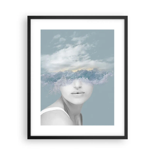 Poster in een zwarte lijst - Met hoofd in de wolken - 40x50 cm
