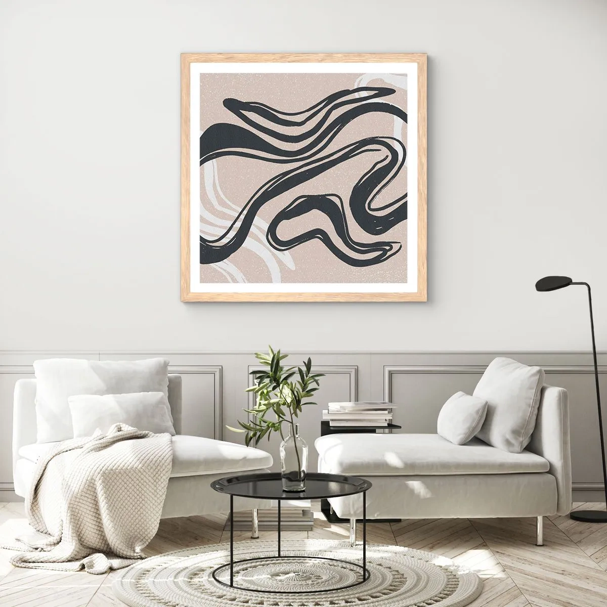 Een poster in een licht eiken lijst - Expressie vermenigvuldigd - 40x40 cm