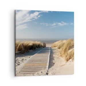 Schilderen op canvas - Achter het duin, in het ruisen van gras - 60x60 cm