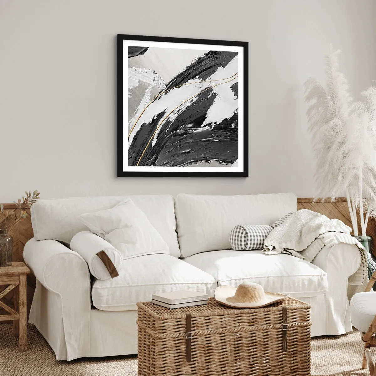 Poster in een zwarte lijst - Abstractie op grote schaal - 30x30 cm