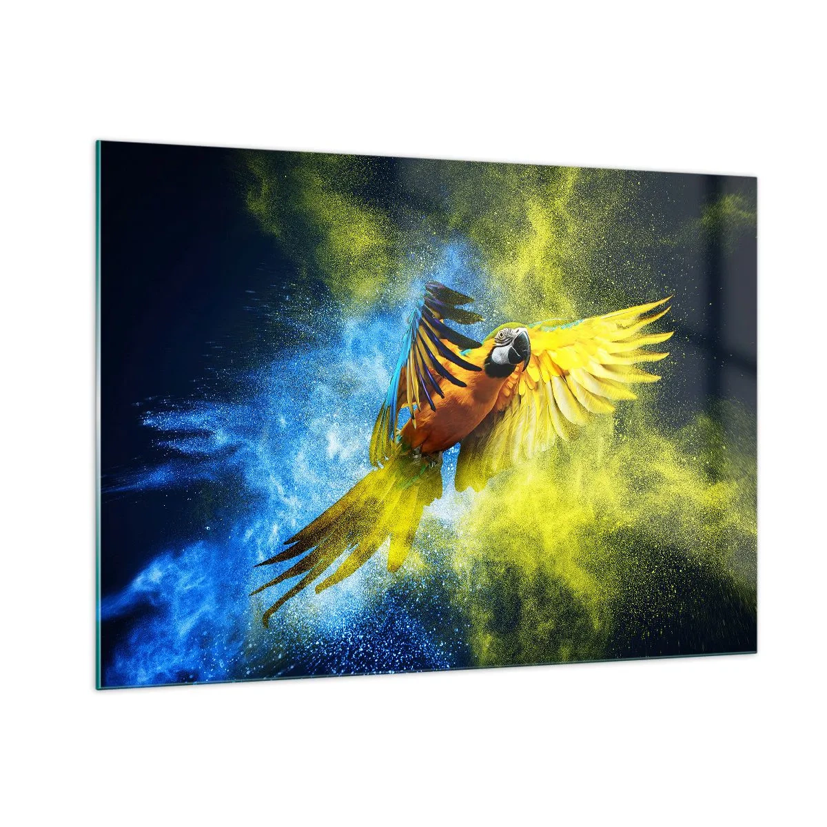 Schilderen op glas - In het blauwe en gouden stof - 100x70 cm