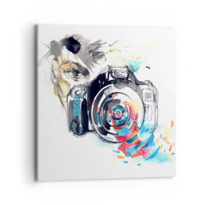 Schilderen op canvas - In het oog van de lens - 70x70 cm