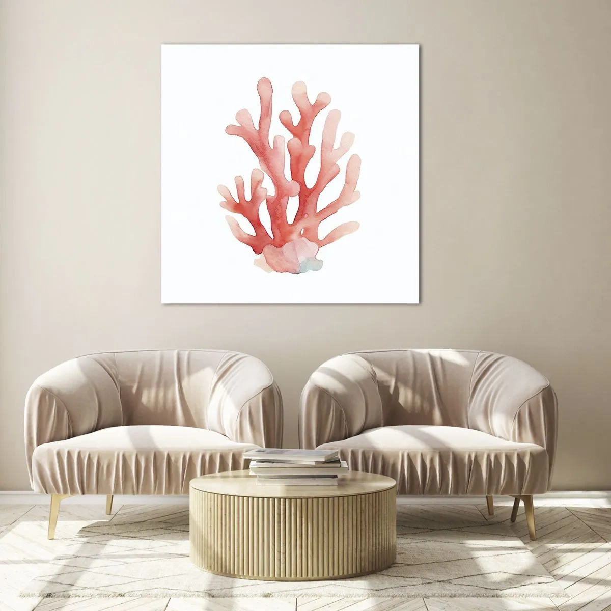 Schilderen op glas - Koraalkleurig koraal - 70x70 cm