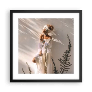 Poster in een zwarte lijst - De zon en het meisje - 40x40 cm