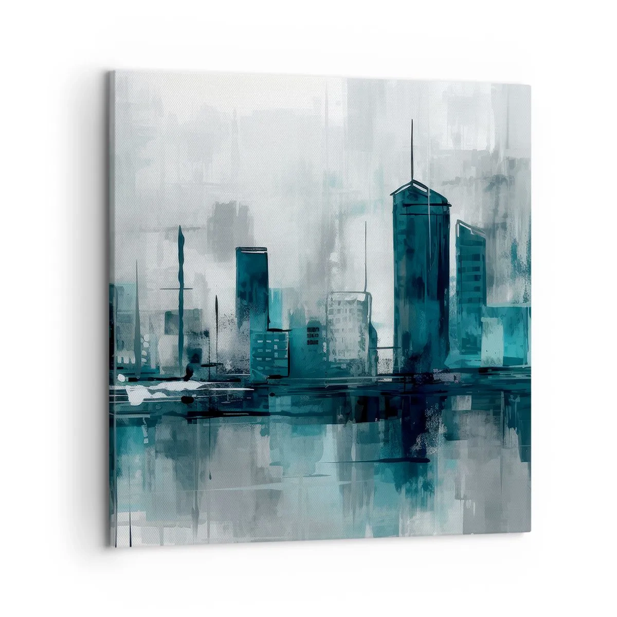 Schilderen op canvas - Een stad in de kleur van regen - 50x50 cm