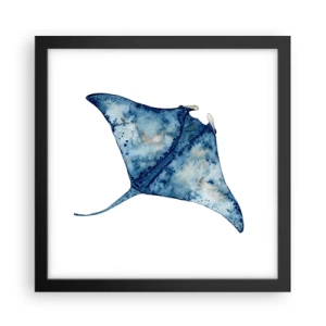 Poster in een zwarte lijst - Leven in blauw - 30x30 cm