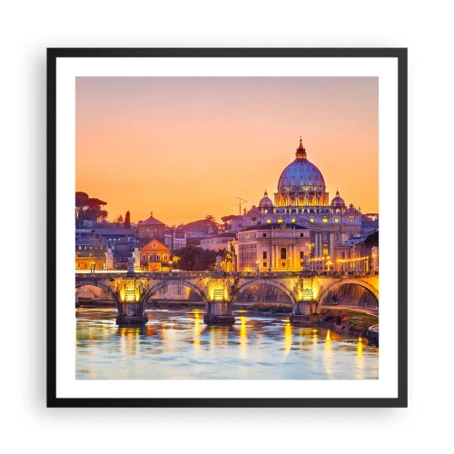 Poster in een zwarte lijst - Zonsondergang boven de Eeuwige Stad - 60x60 cm