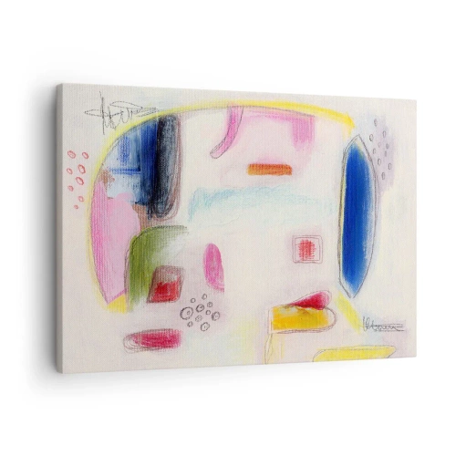 Schilderen op canvas - Kleurrijke abstracte vormen op een lichte achtergrond - 70x50cm - Meer bol dan hol of plat - Moderne wanddecoratie voor woonkamer en slaapkamer ARTTOR