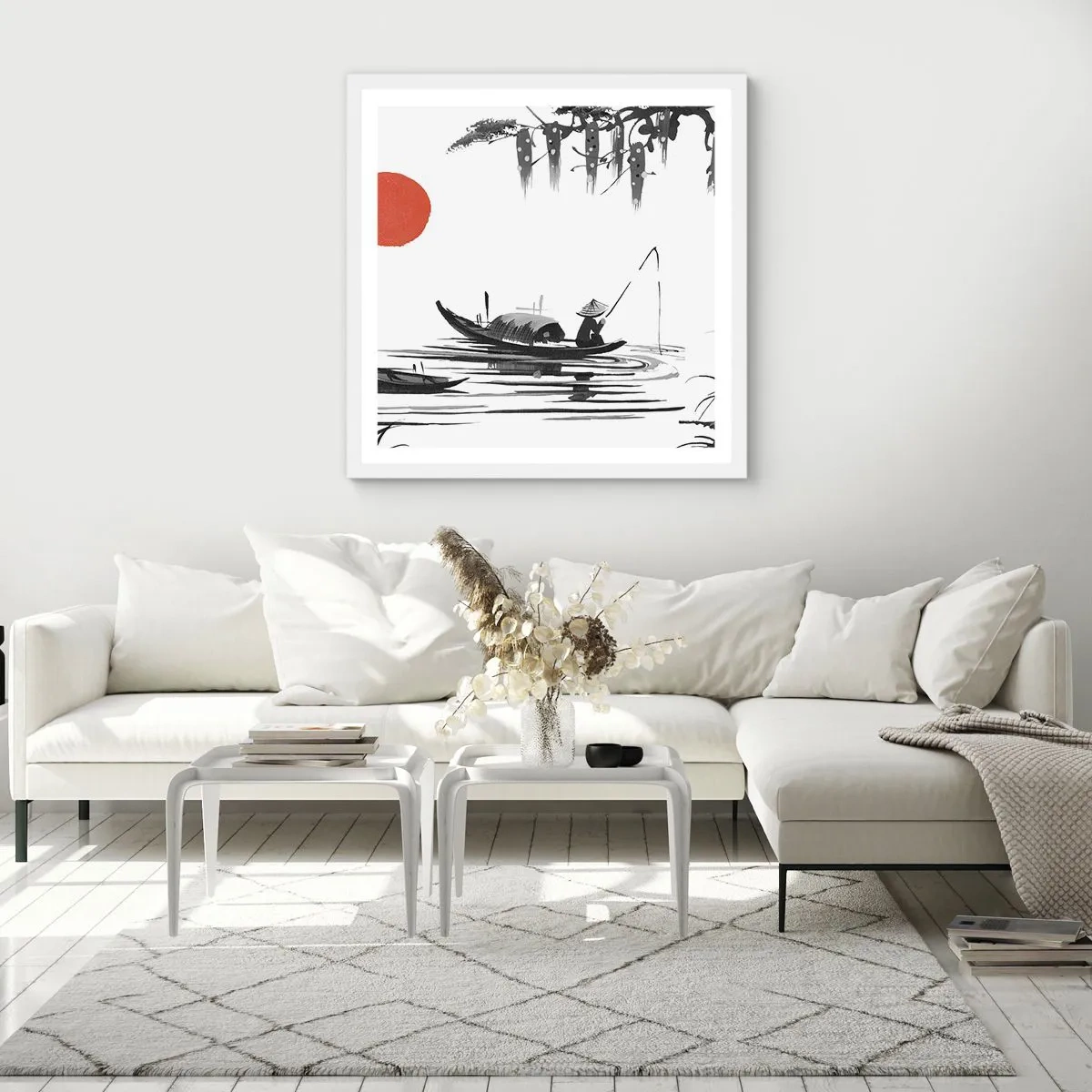 Poster in een witte lijst - Aziatische middag - 60x60 cm