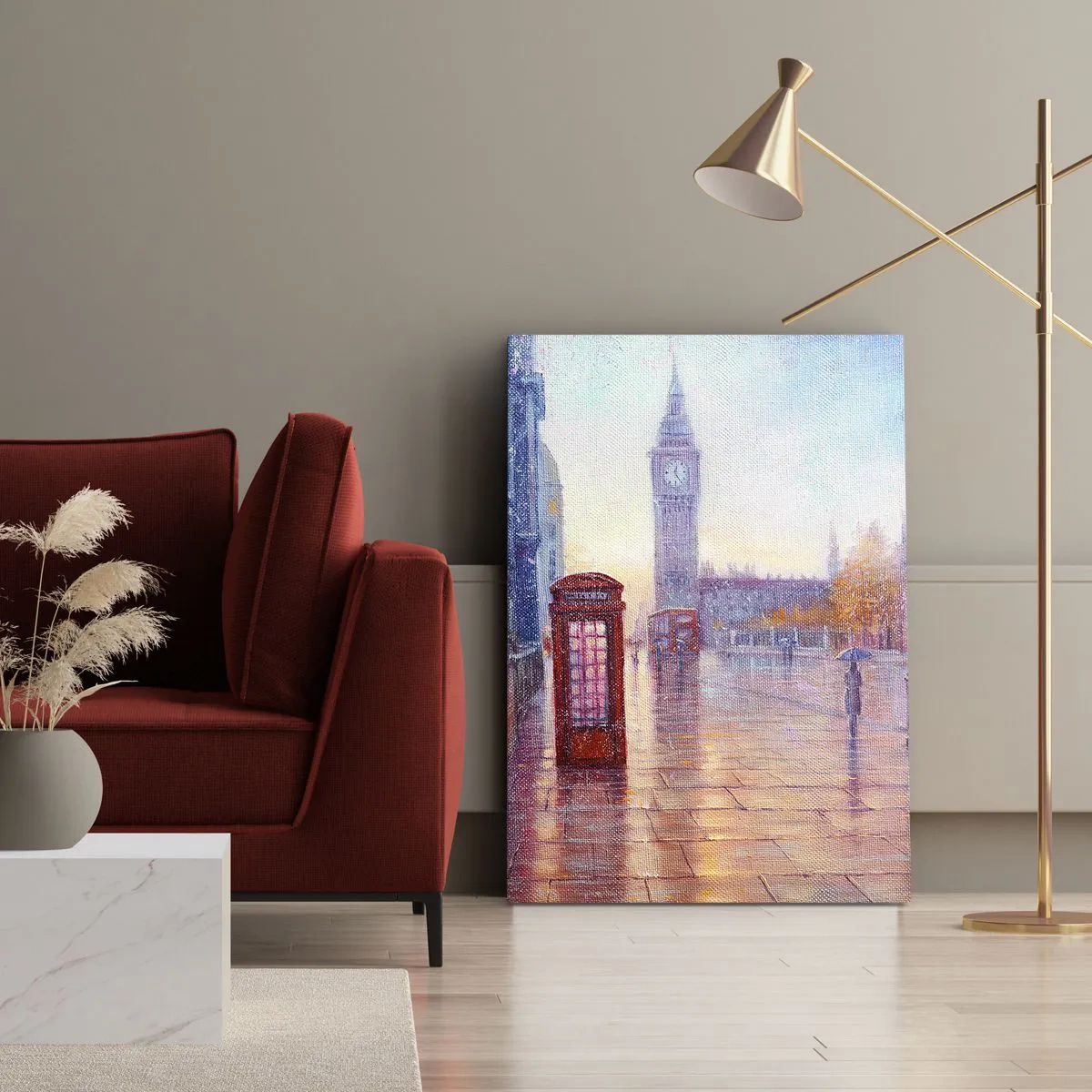 Schilderen op canvas - Herfstdag in Londen - 45x80 cm