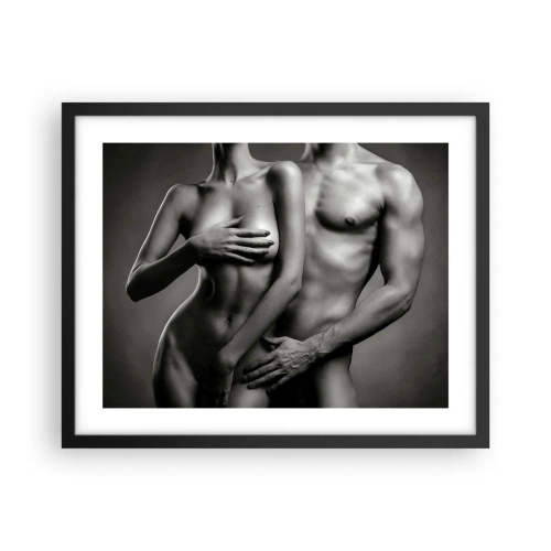 Poster in een zwarte lijst - Adam en Eva - 50x40 cm