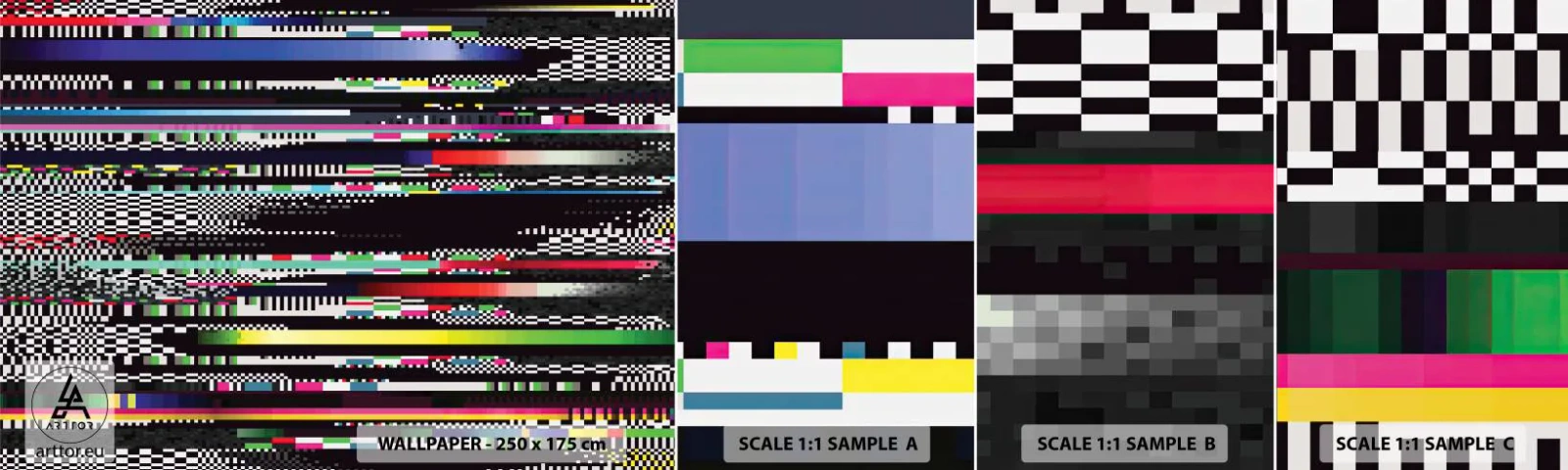 Fotobehang Monster Zelfklevend Deluxe Sticker - Het controlebeeld van de werkelijkheid - Abstractie, Deel, Digitale ruis - 100x30 cm