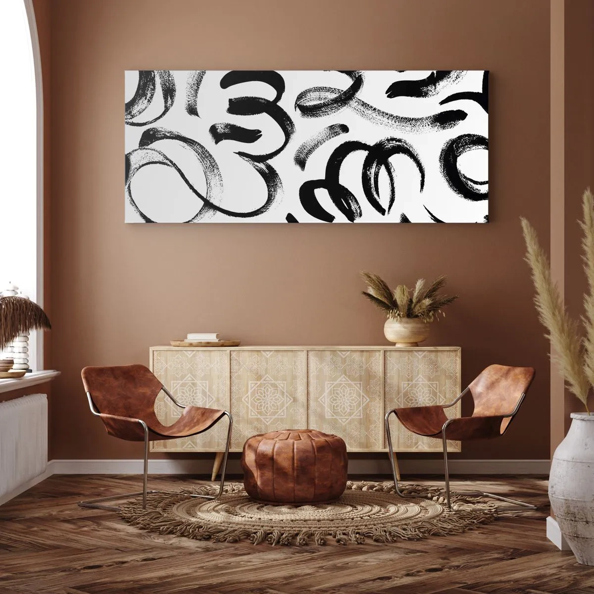 Schilderen op canvas - Zwart op wit - 100x40 cm