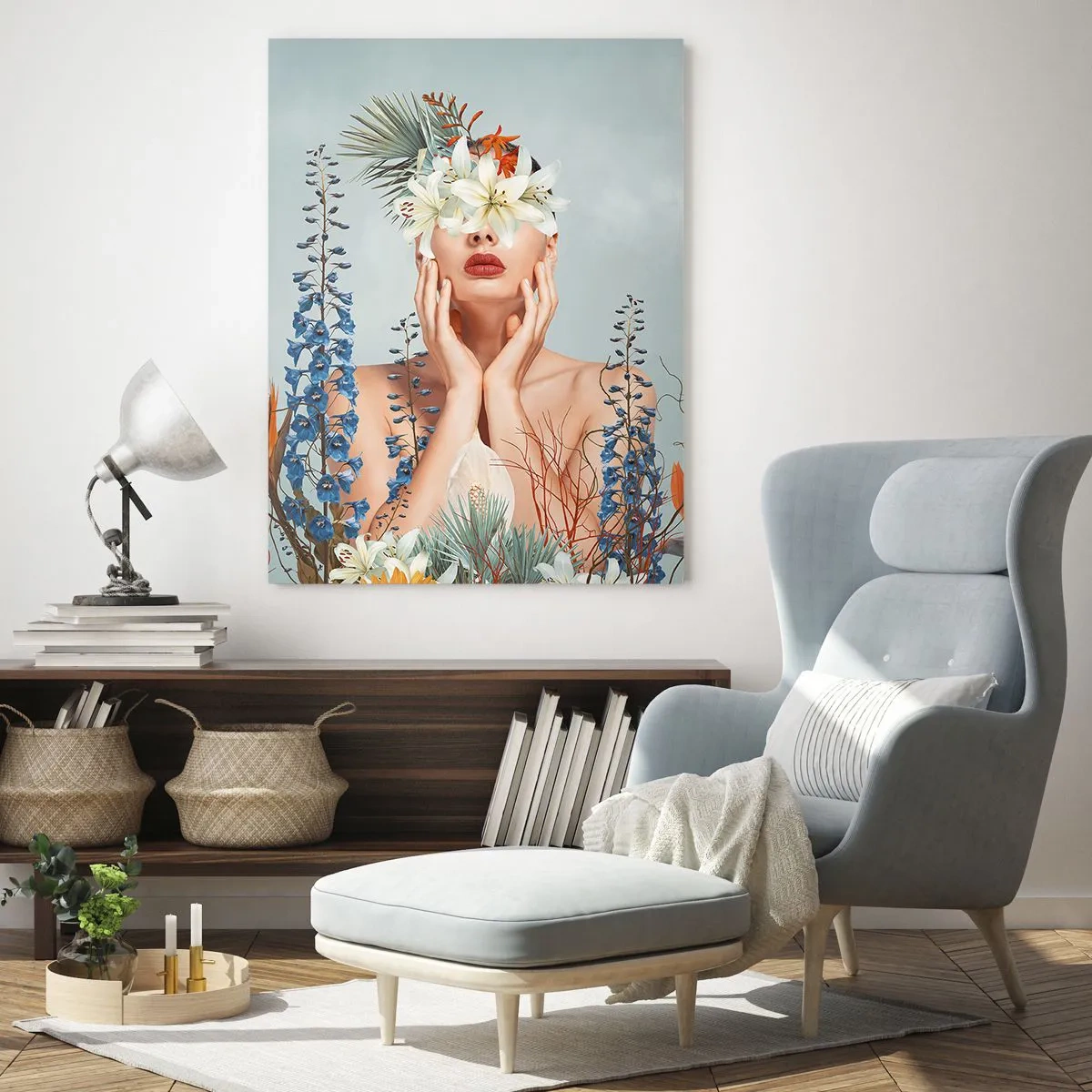 Schilderen op glas - Vrouw - bloem - 50x70 cm