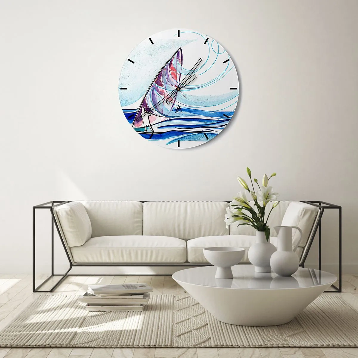 Wandklok - Klok - Met de wind op het ritme van de golven - 30x30 cm