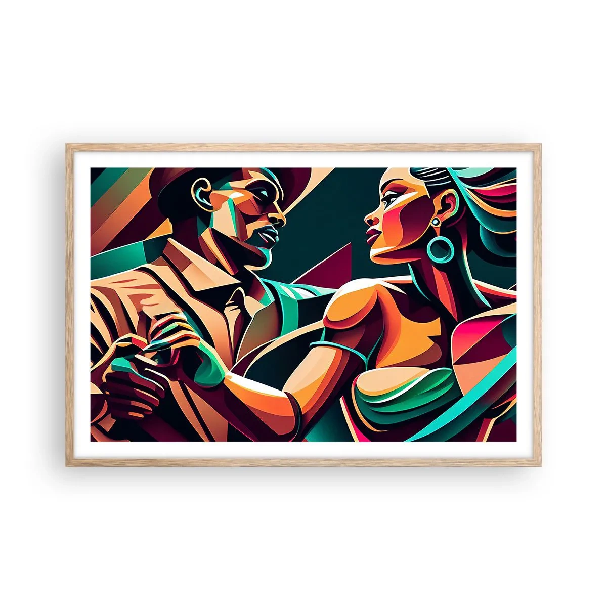 Een poster in een licht eiken lijst - In het ritme van het hart - 91x61 cm