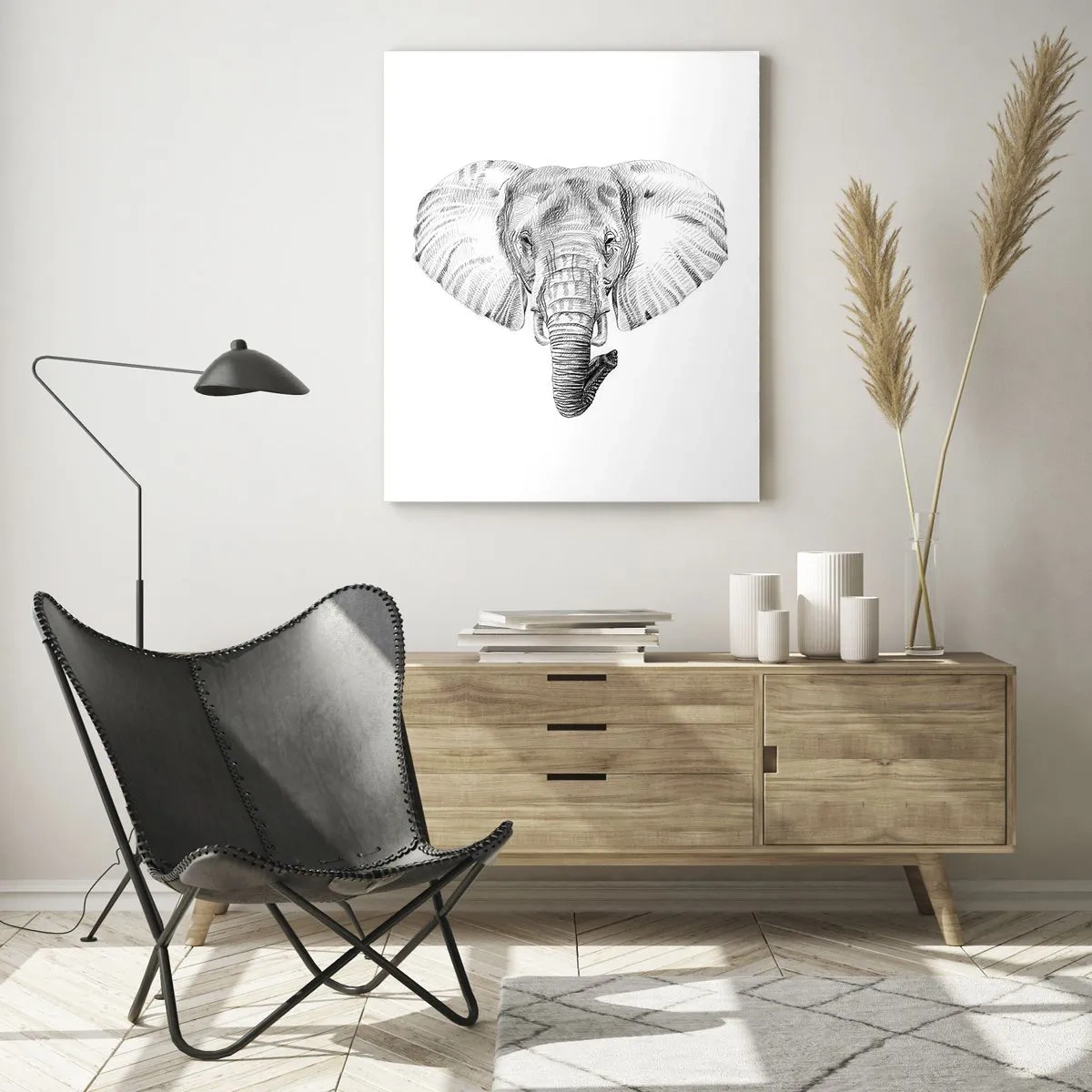 Schilderen op glas - "Er was een olifant, zo groot als - een olifant" - 70x100 cm
