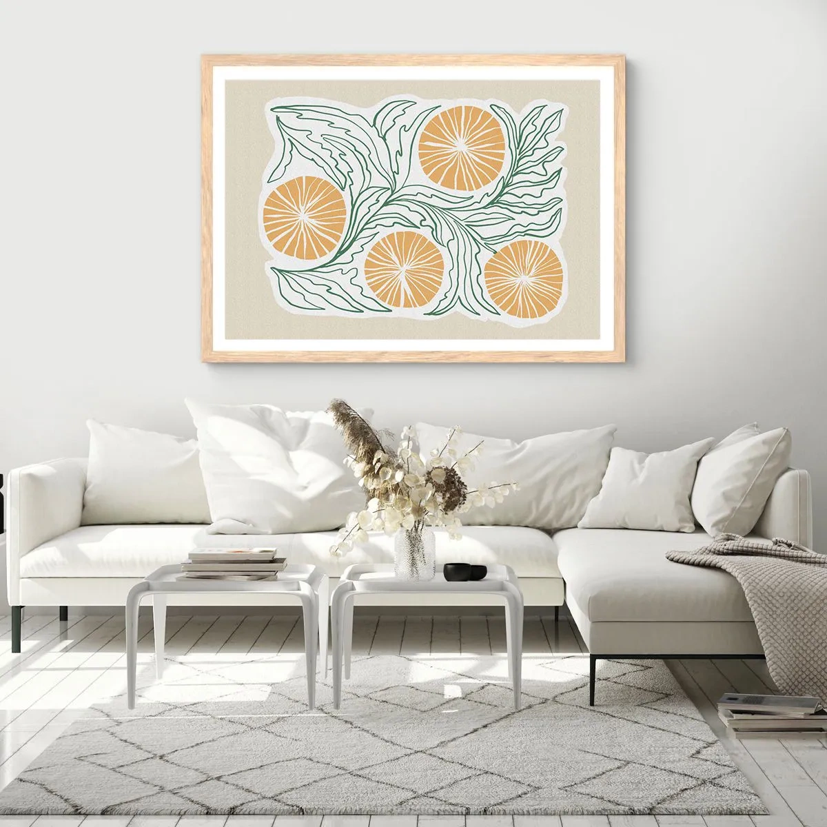 Een poster in een licht eiken lijst - Etnisch met een vleugje abstractie - 91x61 cm