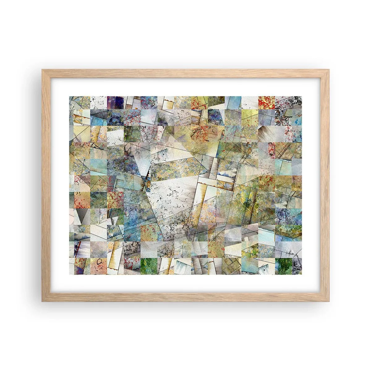 Een poster in een licht eiken lijst - Geometrische schuifeling - 50x40 cm