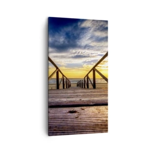 Schilderen op canvas - Rechtstreeks naar het rustige strand bij zonsondergang - 45x80 cm