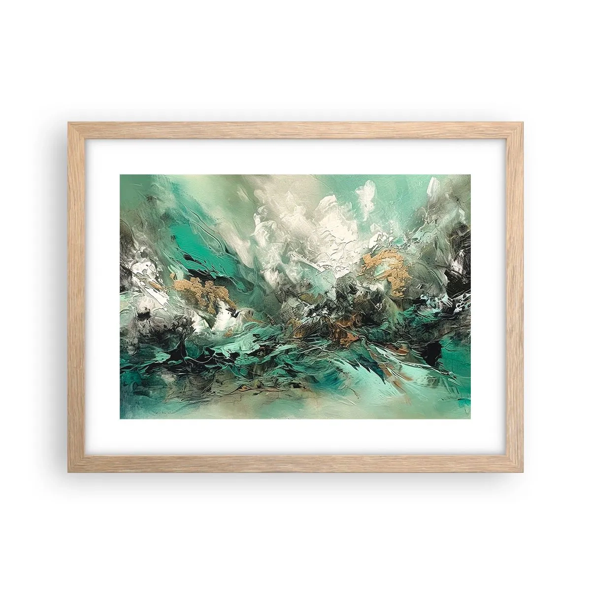 Een poster in een licht eiken lijst - Emerald en zwarte branding - 40x30 cm