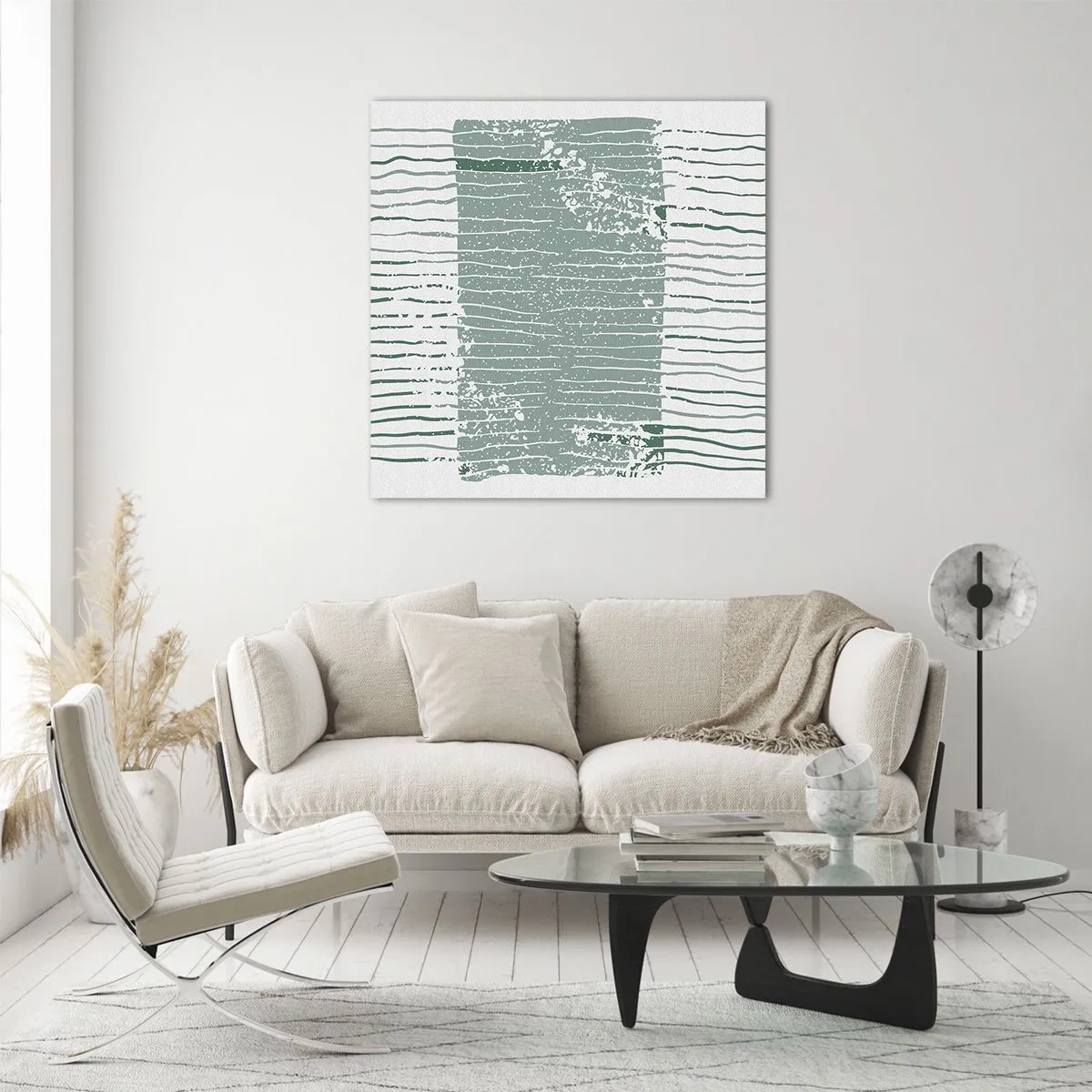 Schilderen op glas - Mariene abstractie - 70x70 cm