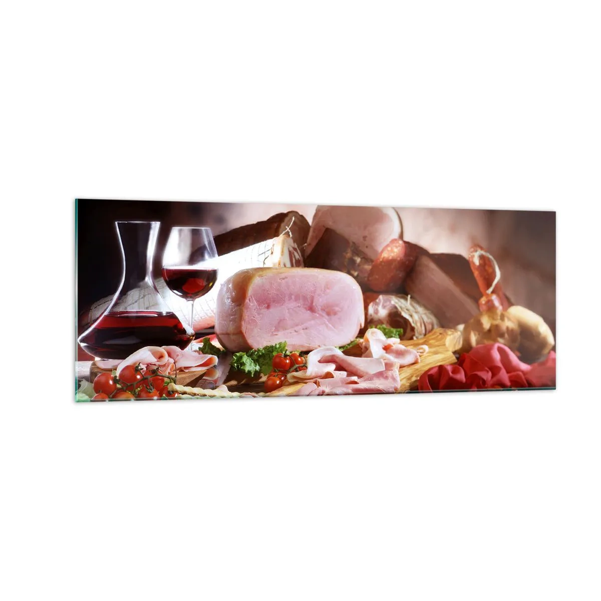 Schilderen op glas - Een culinaire droom met een karaf - 140x50 cm