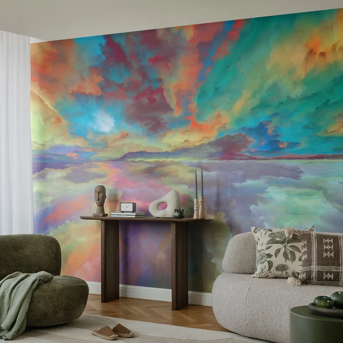 Fotobehang op maat Zelfklevend Deluxe Sticker - Twee hemelen - Abstractie, Deel, Surrealisme