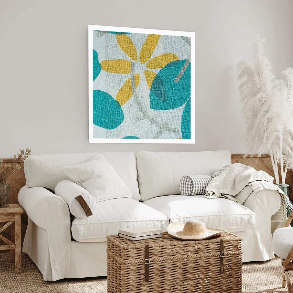 Poster - Tussen de azuurblauwe bladeren - 40x40 cm