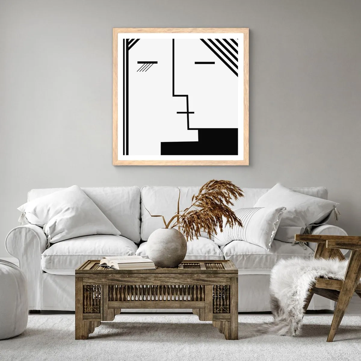 Een poster in een licht eiken lijst - Alleen maar een kus - 30x30 cm