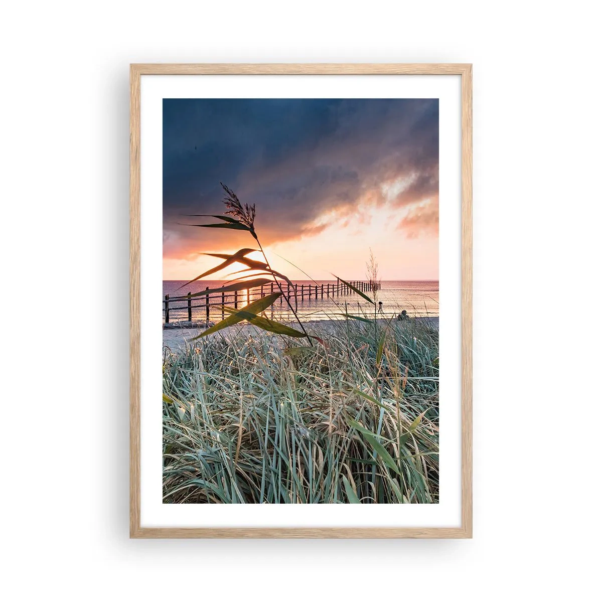 Een poster in een licht eiken lijst - Het gaat niet met de wind mee - 50x70 cm