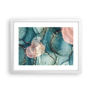 Poster in een witte lijst - Zijdeblauw, tule roze - 40x30 cm