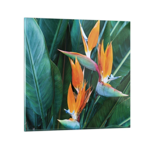 Schilderen op glas - Is het een bloem of is het een vogel? - 30x30 cm