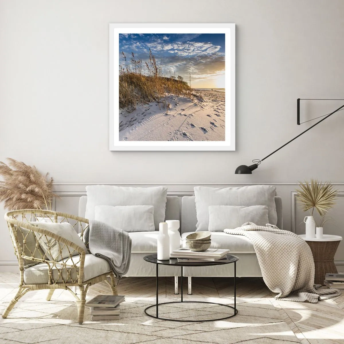 Poster in een witte lijst - Een uitnodiging voor een wandeling - 50x50 cm