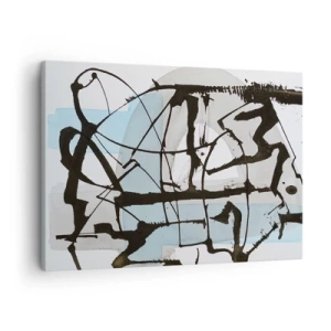 Schilderen op canvas - Abstracte lijnen en vormen in blauw en zwart - 70x50cm - Toch blauw - Moderne wanddecoratie voor woonkamer en slaapkamer ARTTOR