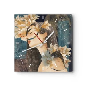 Wandklok - Klok - Een sprookje over een prinses met lelies - 30x30 cm