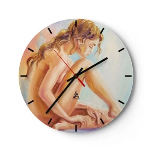 Wandklok - Klok - Artistiek portret van een zittende vrouw - 30x30cm - De daad van de jeugd - Moderne wanddecoratie voor woonkamer, keuken en slaapkamer ARTTOR