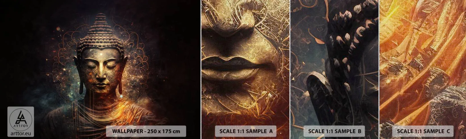 Fotobehang Monster Premium Canvas - Geestelijke balans - Boeddha, Meditatie, Religie - 100x30 cm