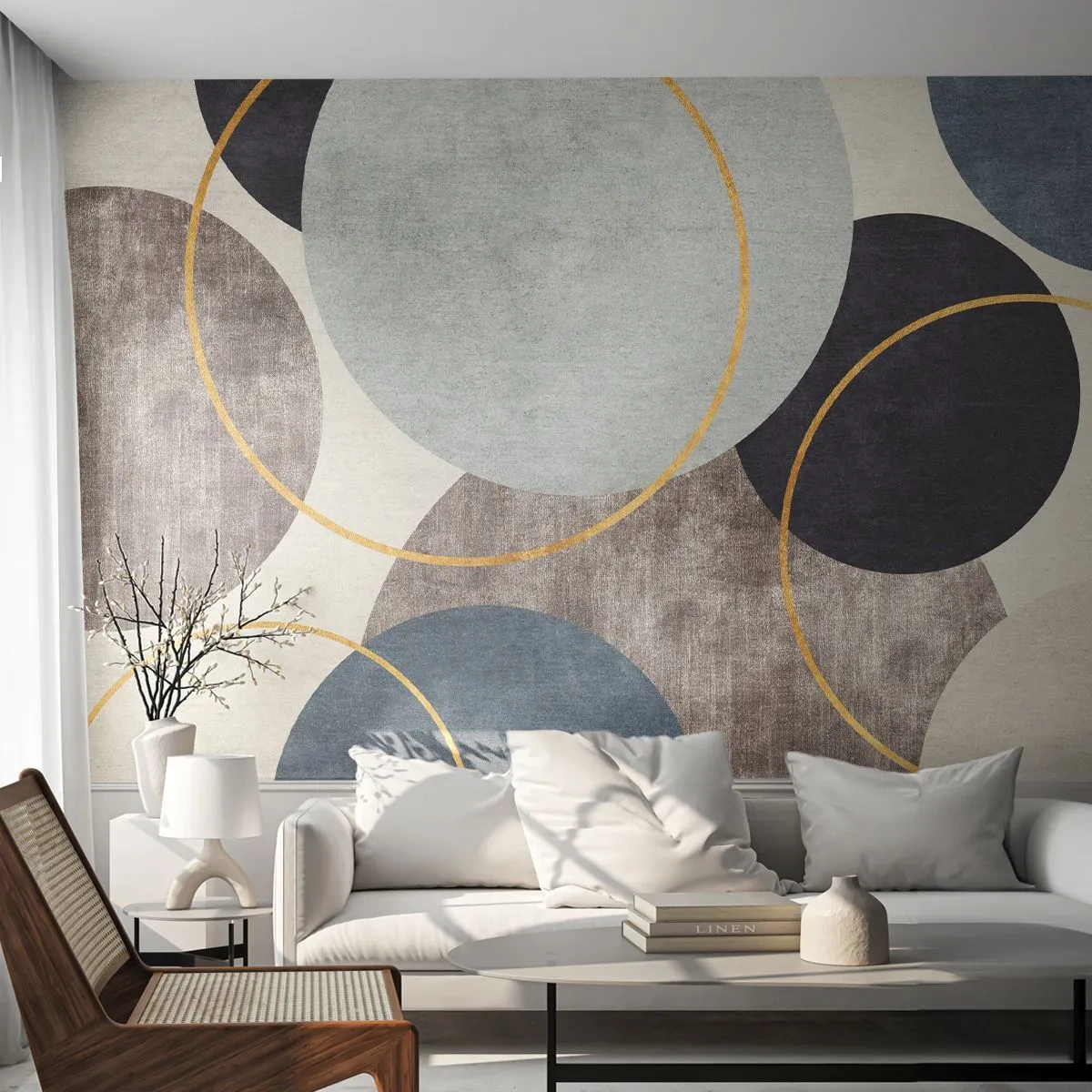 Fotobehang Premium Sand - Wiel voor wiel - Districten, Minimalistisch, Deel - 100x70 cm