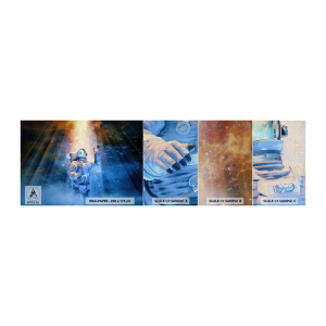 Fotobehang Monster Premium Canvas - Eindelijk aan het einde - Abstractie, Astronaut, Kosmos - 100x30 cm