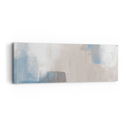 Schilderen op canvas - Roze abstractie achter een blauw gordijn - 90x30 cm