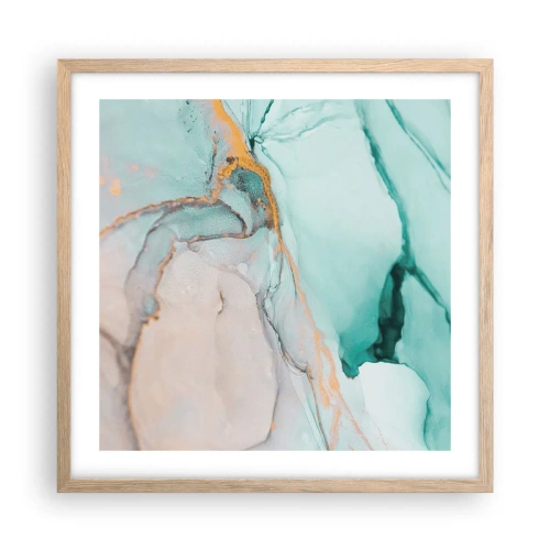 Een poster in een licht eiken lijst - Een dans van vormen en kleuren - 50x50 cm