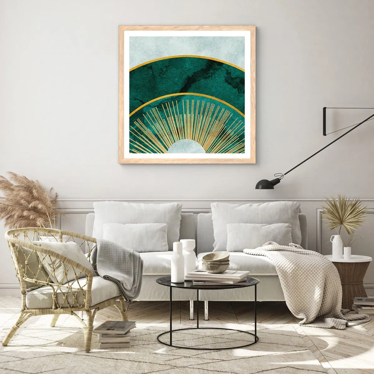 Een poster in een licht eiken lijst - Een ander zonnestelsel - 60x60 cm