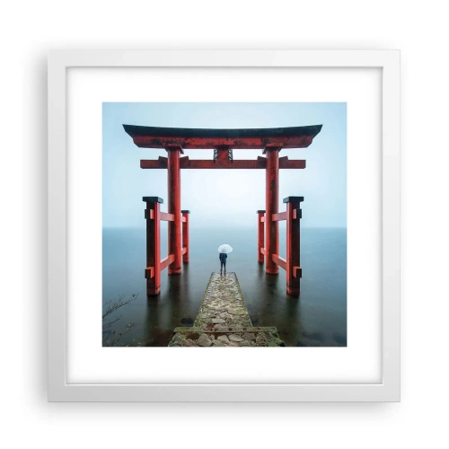 Poster in een witte lijst - Japanse mijmering - 30x30 cm