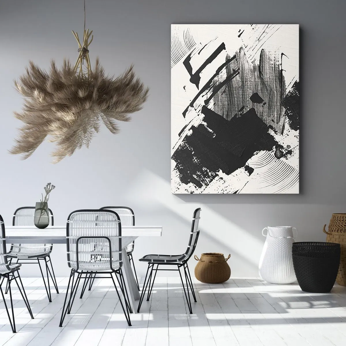 Schilderen op canvas - Abstractie – expressie van zwart - 70x100 cm
